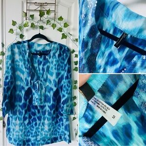 Vix by Paula Hermanny 100% silk abstract print sheer cover up tunic size medium